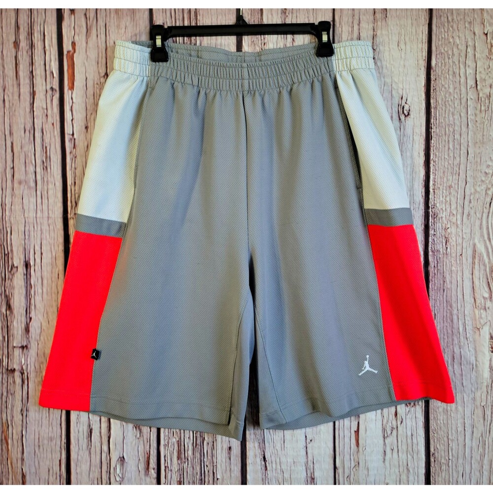 Jordan Mens L Mesh Polyester Colorblock Basketball Shorts Drawstring